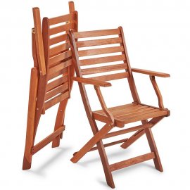 Set de 2 scaune din lemn Meranti, VonHaus 2522049, pliabile, capacitate max 70 de kg