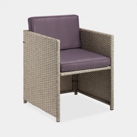 Set de luat masa in gradina, din 9 piese, o masa, 4 scaune si 4 tabureti VonHaus 2500977, cu aspect din ratan, cadru din otel, maro
