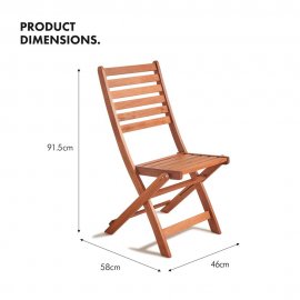 Set masa de exterior si 4 scaune pliabile VonHaus 2522051, din lemn de esenta tare, maro