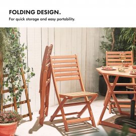 Set masa de exterior si 4 scaune pliabile VonHaus 2522051, din lemn de esenta tare, maro