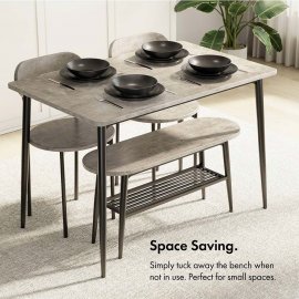 Set Murray de luat masa cu o banca si 2 scaune VonHaus 3000873, din PVC, cu aspect de beton, gri