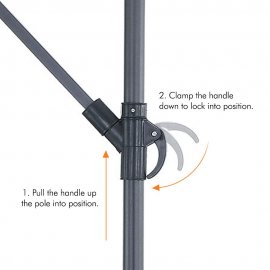 Set umbrela cu manivela, baza de sustinere si husa de protectie, impermeabila Oxford420D VonHaus 2501003, umbrela de 3m, gri
