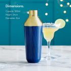 Shaker cocktail VonShef 1000052, Albastru/Auriu, Capacitate 500ml, Cutie cadou