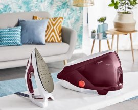 Statie de calcat cu boiler de inalta presiune Tefal Pro Express Protect GV9220E0, 2600W, presiune 7.5 bar, functie Auto OFF, capacitate rezervor 1.8L, alb&rosu