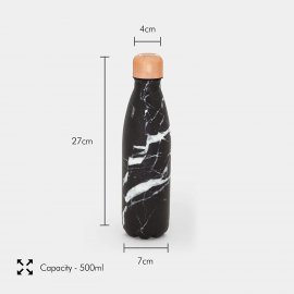 Sticla de apa termos Beautify 1000274, din otel inoxidabil, capacitate 500 ml,  culoare negru marmorat