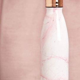 Sticla de apa termos Beautify 1000275, fabricata din otel inoxidabil, capacitate 500 ml, culoare roz marmorat