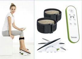 Stimulator pentru circulatia sanguina Beurer FM 250 Vital Legs, 15 variante de unde de impuls presetate, Oprire de siguranta, Alimentare de la retea si cu baterii