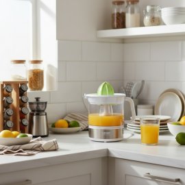 Storcator Electric Citrice HAEGER Perfect Juice White, Recipient 0.7L , Putere 25W, 2 Conuri de Dimensiuni Diferite, Bidirectional, Selector Pulpa, Alb, CJ-W25.012A