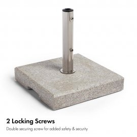 Suport baza patrata pentru umbrela din granit VonHaus 2500564, greutate 22 kg, maner de transport, adaptor pentru stalpi de umbrela de diferite dimensiuni 