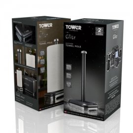 Suport pentru hartia prosop Tower T826017B, fabricat din otel inoxidabil, culoare negru