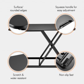 Suport de Birou cu Inaltime Reglabila Pentru Monitor / Laptop VonHaus 3000244, Extensibil si Pliabil, 5 nivele de inaltime, suprafata din MDF, cadru din otel, capacitate maxima 8 kg