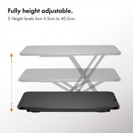 Suport de Birou cu Inaltime Reglabila Pentru Monitor / Laptop VonHaus 3000244, Extensibil si Pliabil, 5 nivele de inaltime, suprafata din MDF, cadru din otel, capacitate maxima 8 kg