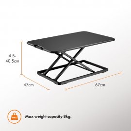 Suport de Birou cu Inaltime Reglabila Pentru Monitor / Laptop VonHaus 3000244, Extensibil si Pliabil, 5 nivele de inaltime, suprafata din MDF, cadru din otel, capacitate maxima 8 kg