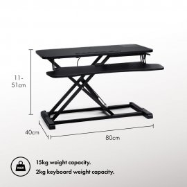 Suport de Birou cu Inaltime Reglabila Pentru Monitor / Laptop, cu 2 niveluri, extensibil si pliabil VonHaus 3000152, suprafata din MDF, cadru din otel, capacitate maxima 15 kg