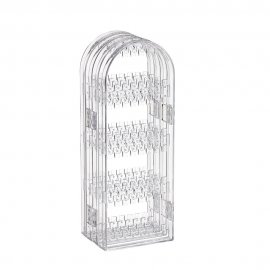 Suport pt bijuterii pliabil, din poliester transparent Beautify 4010043, capacitate de 130 perechi cercei, 28.5x2x43.5