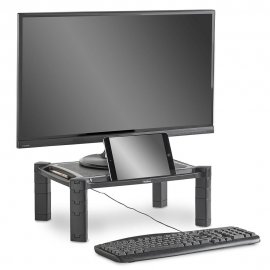 Suport smart pentru laptop, calculator, tableta VonHaus 3005097, inaltime ajustabila, fabricat din plastic negru