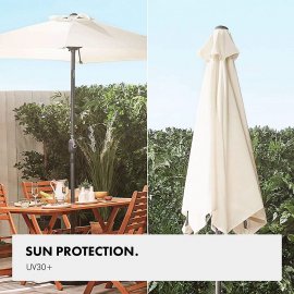 Umbrela pentru gradina cu baza de 12 kg VonHaus 2500739, cu manivela, copertina din poliester, inclinabila, 240x270cm, bej