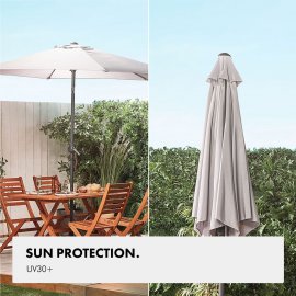 Umbrela pentru gradina cu baza de 9 kg VonHaus 2522066.2, cu manivela, copertina din poliester, inclinabila, 240x270cm, gri