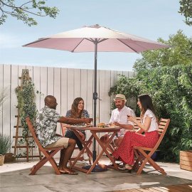 Umbrela pentru gradina cu baza de 9 kg VonHaus 2522066.2, cu manivela, copertina din poliester, inclinabila, 240x270cm, gri
