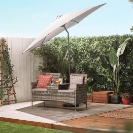 Umbrela pentru gradina cu baza de 9 kg VonHaus 2522066.2, cu manivela, copertina din poliester, inclinabila, 240x270cm, gri