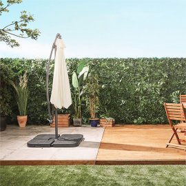 Umbrela pentru gradina, cu manivela, inclinabila VonHaus 2522063, cadru din otel negru, impermeabila, rezistenta la UV, 240x310cm, bej