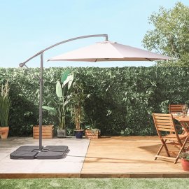 Umbrela pentru gradina, cu manivela, inclinabila VonHaus 2522085, cadru din otel negru, impermeabila, rezistenta la UV, 240x310cm, gri