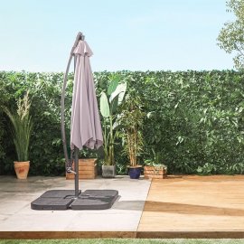 Umbrela pentru gradina, cu manivela, inclinabila VonHaus 2522085, cadru din otel negru, impermeabila, rezistenta la UV, 240x310cm, gri