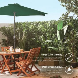 Umbrela pentru gradina VonHaus 2500958, cu manivela, copertina din poliester inclinabila, 240x270cm, verde