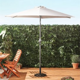 Umbrela pentru gradina VonHaus 2522062.1, cu manivela, copertina din poliester inclinabila, 240x270cm, crem