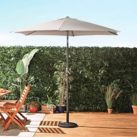 Umbrela pentru gradina VonHaus 2522082.1, cu manivela, copertina din poliester inclinabila, 240x270cm, gri