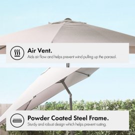 Umbrela pentru gradina VonHaus 2522082.1, cu manivela, copertina din poliester inclinabila, 240x270cm, gri