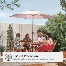 Umbrela pentru gradina VonHaus 2522082.1, cu manivela, copertina din poliester inclinabila, 240x270cm, gri
