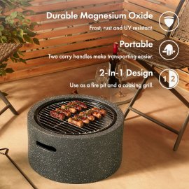 Vatra de Foc / Semineu Exterior pentru Gradina cu Gratar VonHaus Fire Pit 2500936, material beton artificial, Ideal pentru gradina sau terasa