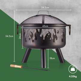 Vatra De Foc / Semineu Exterior pentru Gradina VonHaus Fire Pit 2500945, alimentat cu lemn sau carbune, vatrai inclus, Ideal pentru gradina sau terasa