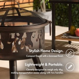 Vatra De Foc / Semineu Exterior pentru Gradina VonHaus Fire Pit 2500945, alimentat cu lemn sau carbune, vatrai inclus, Ideal pentru gradina sau terasa