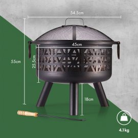 Vatra De Foc / Semineu Exterior pentru Gradina VonHaus Fire Pit 2517026.1, alimentat cu lemn sau carbune, vatrai inclus, Ideal pentru gradina sau terasa