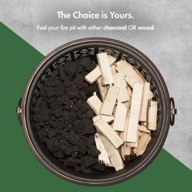Vatra De Foc / Semineu Exterior pentru Gradina VonHaus Fire Pit 2517026.1, alimentat cu lemn sau carbune, vatrai inclus, Ideal pentru gradina sau terasa