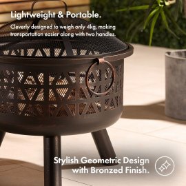 Vatra De Foc / Semineu Exterior pentru Gradina VonHaus Fire Pit 2517026.1, alimentat cu lemn sau carbune, vatrai inclus, Ideal pentru gradina sau terasa