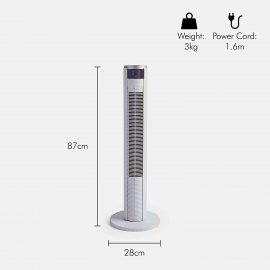 Ventilator turn 35 inch VonHaus 2500492, afisaj digital, telecomanda, putere 60W, 3 setari de viteza si 3 moduri de ventilatie, oscilatie, timer de 7h, culoare alb